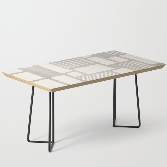 Hand Drawn Lines Minimalist Geometric Monochrome Beige Decor Artwork Coffee Table Gallery Image 1
