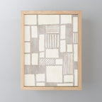 Hand Drawn Lines Minimalist Geometric Monochrome Beige Decor Artwork Mini Art Print Gallery Image 1
