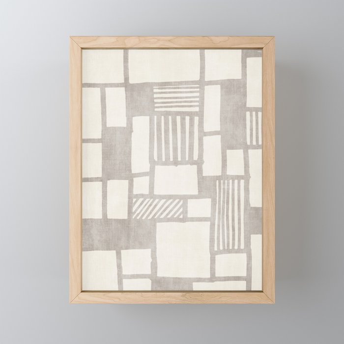 Hand Drawn Lines Minimalist Geometric Monochrome Beige Decor Artwork Mini Art Print Gallery Image 1