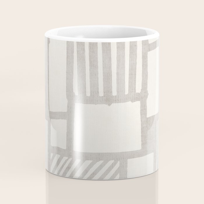 Hand Drawn Lines Minimalist Geometric Monochrome Beige Decor Artwork Coffee Mug Gallery Image 4