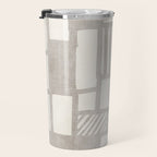 Hand Drawn Lines Minimalist Geometric Monochrome Beige Decor Artwork Travel Mug Gallery Image 3
