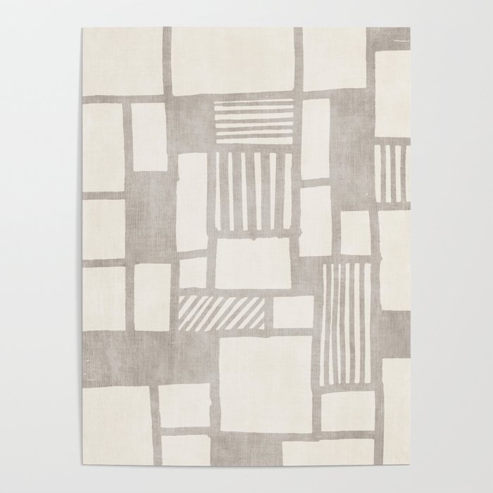 Hand Drawn Lines Minimalist Geometric Monochrome Beige Decor Artwork Poster Gallery Image 4