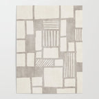 Hand Drawn Lines Minimalist Geometric Monochrome Beige Decor Artwork Poster Gallery Image 4