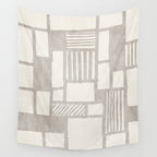 Hand Drawn Lines Minimalist Geometric Monochrome Beige Decor Artwork Wall Tapestry Gallery Image 4