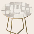 Hand Drawn Lines Minimalist Geometric Monochrome Beige Decor Artwork Side Table Gallery Image 2