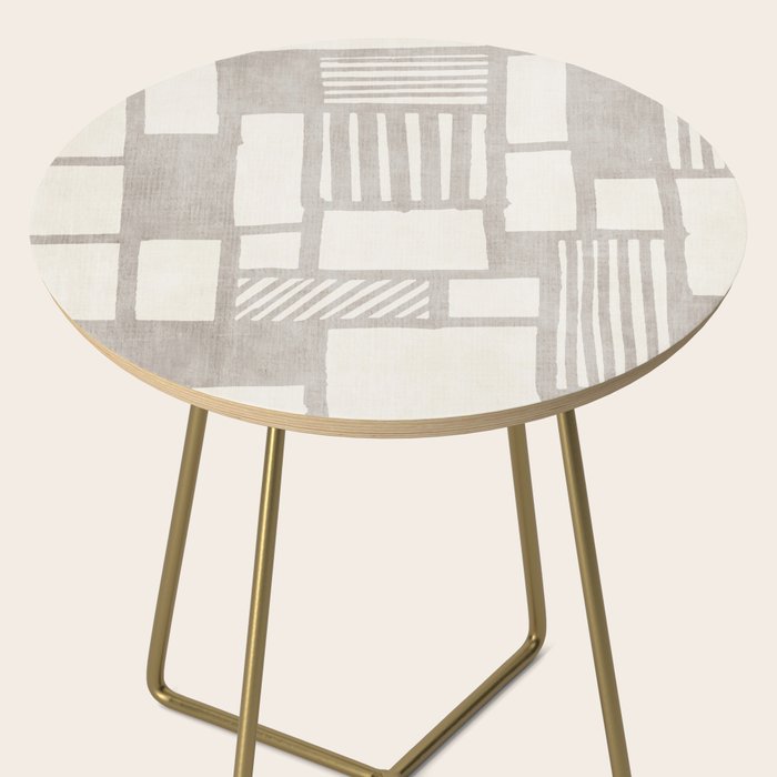 Hand Drawn Lines Minimalist Geometric Monochrome Beige Decor Artwork Side Table Gallery Image 2