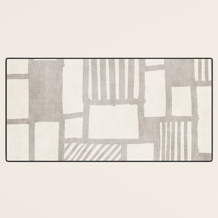 Hand Drawn Lines Minimalist Geometric Monochrome Beige Decor Artwork Desk Mat Gallery Image 3