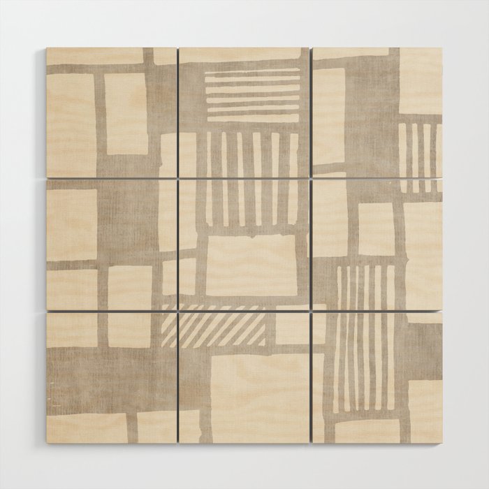 Hand Drawn Lines Minimalist Geometric Monochrome Beige Decor Artwork Wood Wall Art Gallery Image 1