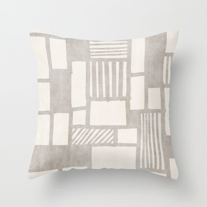 Hand Drawn Lines Minimalist Geometric Monochrome Beige Decor Artwork Throw Pillow Gallery Image 1