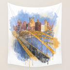 Pittsburgh Fort Pitt and Downtown Wall Tapestry Gallery Image 4
