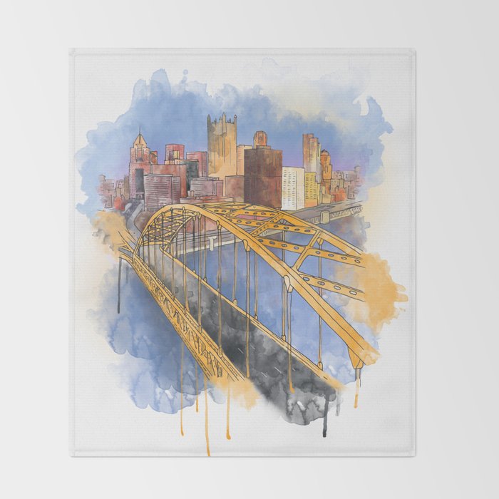 Pittsburgh Fort Pitt and Downtown Throw Blanket Gallery Image 2