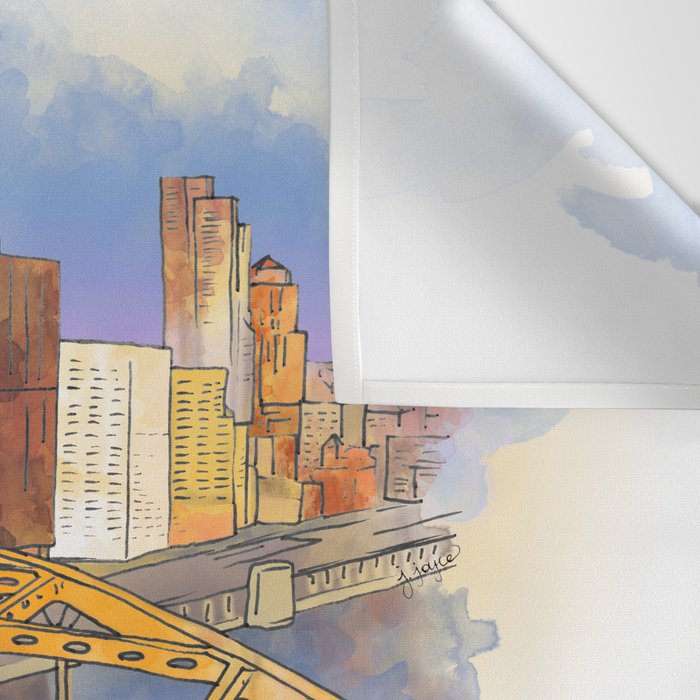 Pittsburgh Fort Pitt and Downtown Wall Tapestry Gallery Image 3