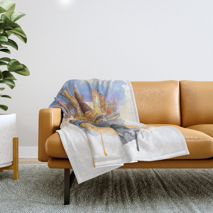 Pittsburgh Fort Pitt and Downtown Throw Blanket Gallery Image 1