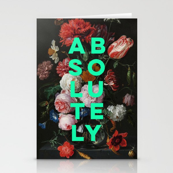 Absolutely - Motivational Quote, Inspirational Typography on Painting of Flowers Stationery Card Gallery Image 2