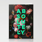 Absolutely - Motivational Quote, Inspirational Typography on Painting of Flowers Stationery Card Gallery Image 2