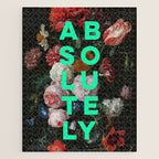 Absolutely - Motivational Quote, Inspirational Typography on Painting of Flowers Jigsaw Puzzle Gallery Image 1