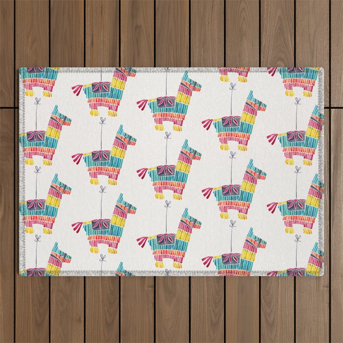 Mexican Donkey PinÌata â CMYK Palette Outdoor Rug Gallery Image 1