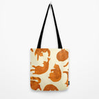 Sleepy Cozy Kitty Cats in Buttercup & Orange Tote Bag Gallery Image 2