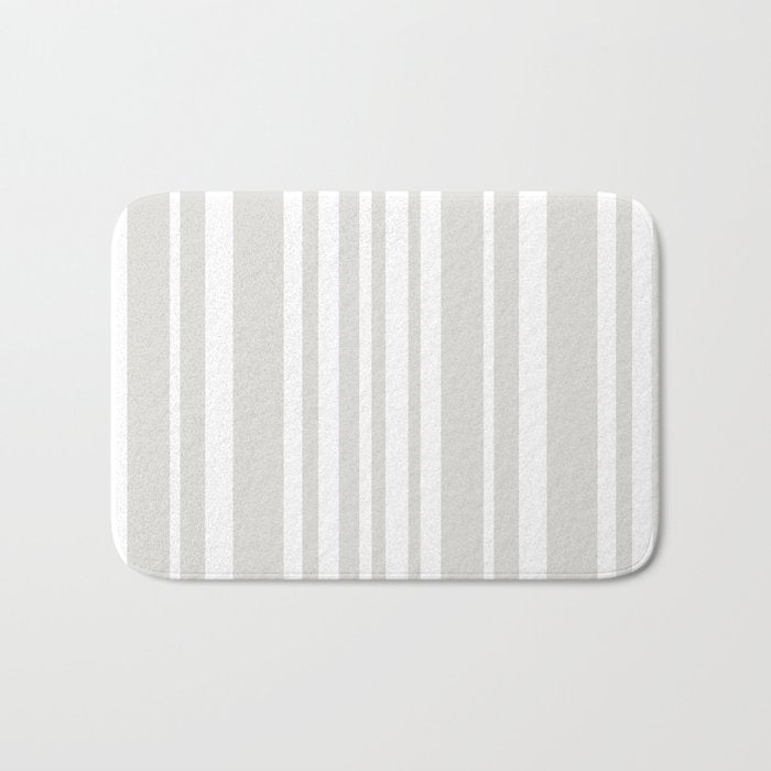 Classic Stripes XLII - Grey and White Bath Mat Gallery Image 1