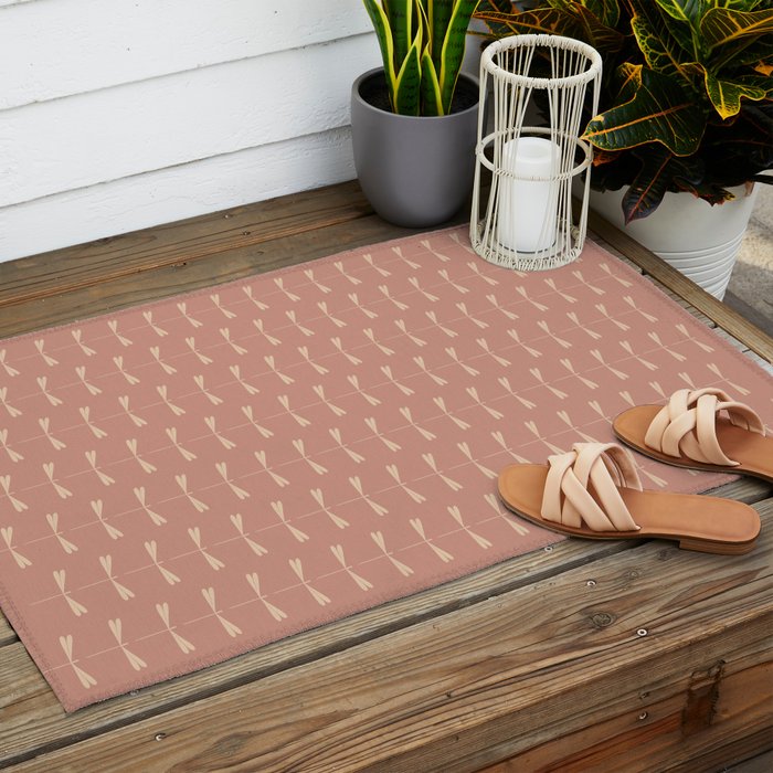 Dragonfly Pattern VI Neutral Rose Outdoor Rug Gallery Image 2