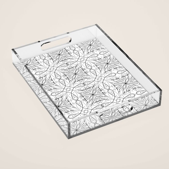 BW starry abstract mosaic B Acrylic Tray Gallery Image 1