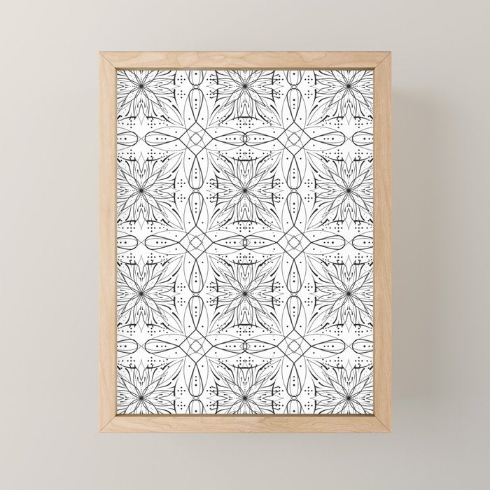 BW starry abstract mosaic B Mini Art Print Gallery Image 1