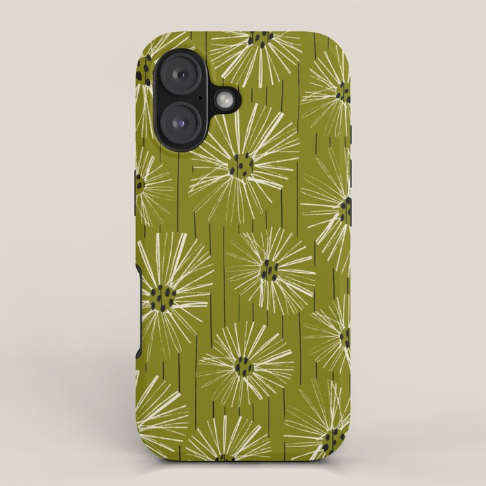 Retro Daisies: Musk Green Edition iPhone Case Gallery Image 1