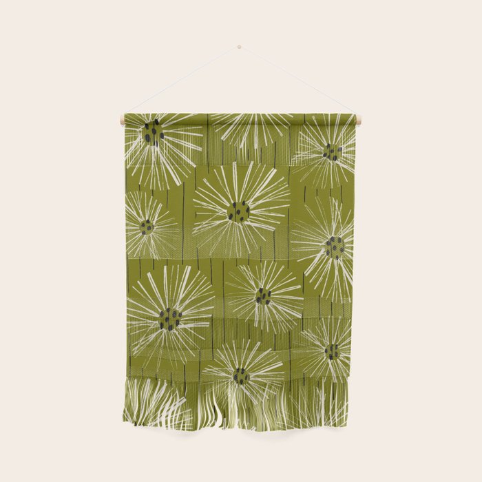 Retro Daisies: Musk Green Edition Wall Hanging Gallery Image 1