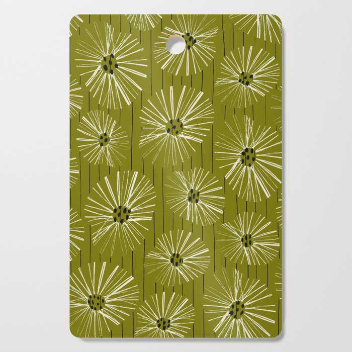 Retro Daisies: Musk Green Edition Cutting Board Gallery Image 1