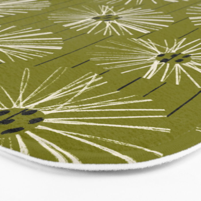 Retro Daisies: Musk Green Edition Bath Mat Gallery Image 3