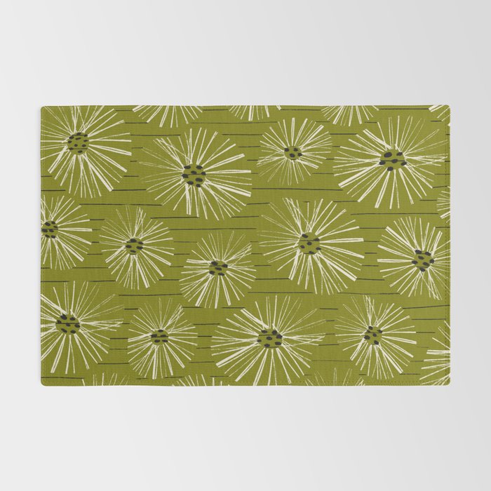 Retro Daisies: Musk Green Edition Rug Gallery Image 2