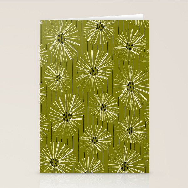 Retro Daisies: Musk Green Edition Stationery Card Gallery Image 1