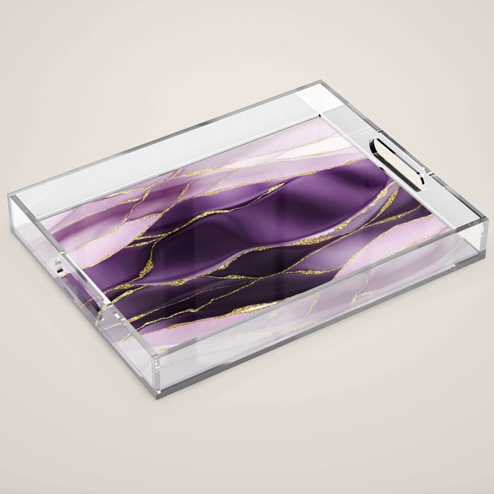 Day And Night Purple Marble Landscape Acrylic Tray Gallery Image 1