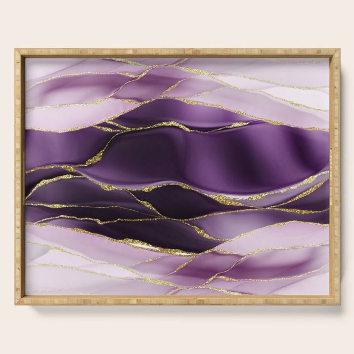 Day And Night Purple Marble Landscape Serving Tray Gallery Image 1