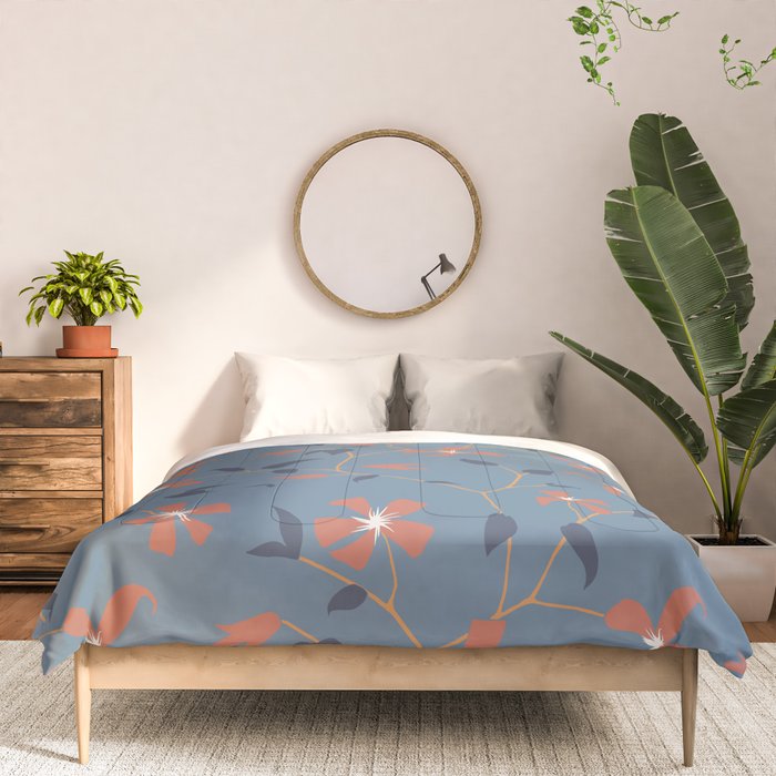 Floral Clematis Vine - Indigo Sunset Comforter Gallery Image 3