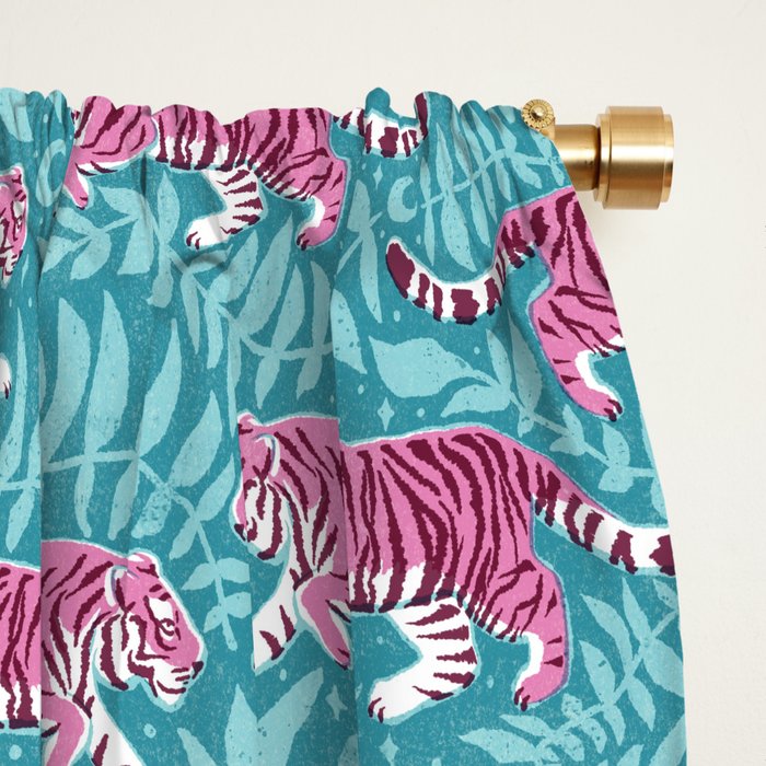 Tigers - Purple and aqua blue  Window Curtain Gallery Image 2