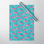 Tigers - Purple and aqua blue  Wrapping Paper Gallery Image 1