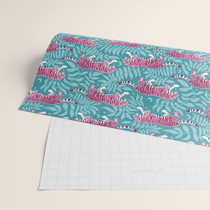 Tigers - Purple and aqua blue  Wrapping Paper Gallery Image 2