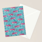Tigers - Purple and aqua blue  Stationery Card Gallery Image 2