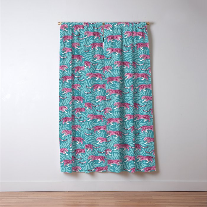Tigers - Purple and aqua blue  Window Curtain Gallery Image 3
