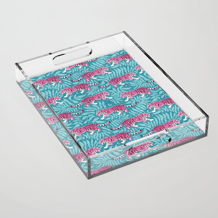 Tigers - Purple and aqua blue  Acrylic Tray Gallery Image 1