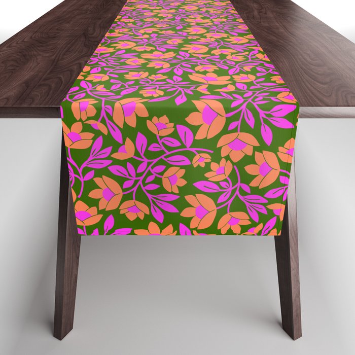 Tropical Blooms Pattern - Green Table Runner Gallery Image 1
