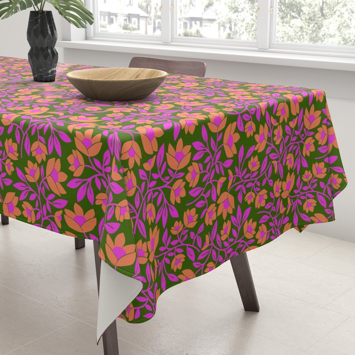 Tropical Blooms Pattern - Green Tablecloth Gallery Image 3