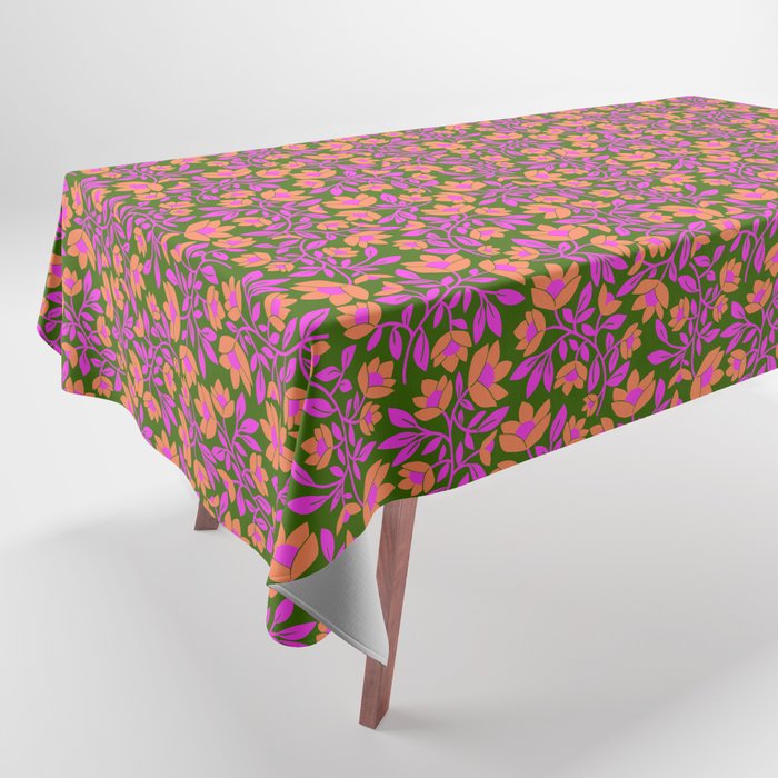 Tropical Blooms Pattern - Green Tablecloth Gallery Image 1