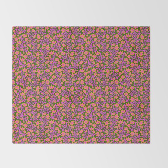 Tropical Blooms Pattern - Green Throw Blanket Gallery Image 2