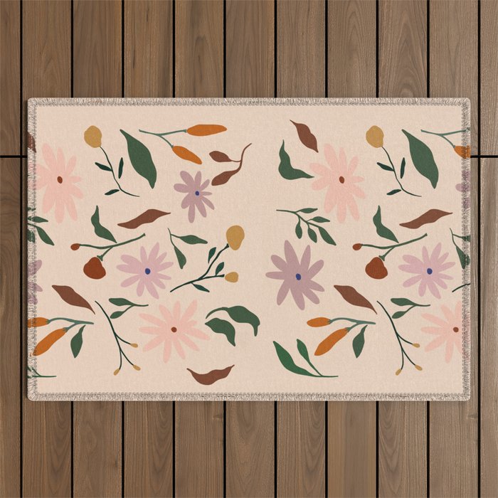 Flower Pattern Outdoor Rug Gallery Image 1