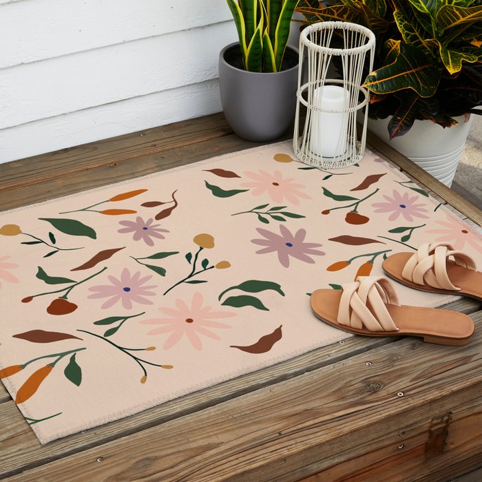 Flower Pattern Outdoor Rug Gallery Image 2