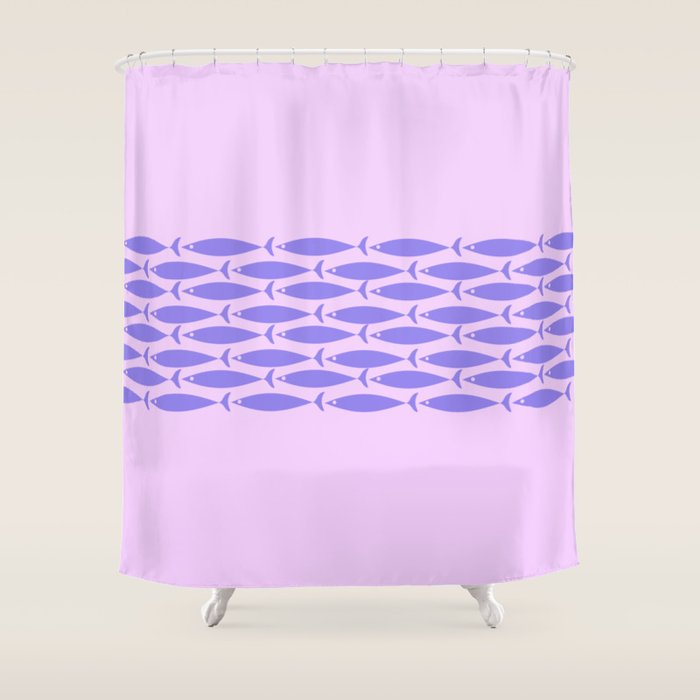 Fish Stripe Purple Minimal Mid Century Modern Lavender Lilac Pink Shower Curtain Gallery Image 1