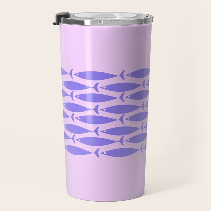 Fish Stripe Purple Minimal Mid Century Modern Lavender Lilac Pink Travel Mug Gallery Image 3
