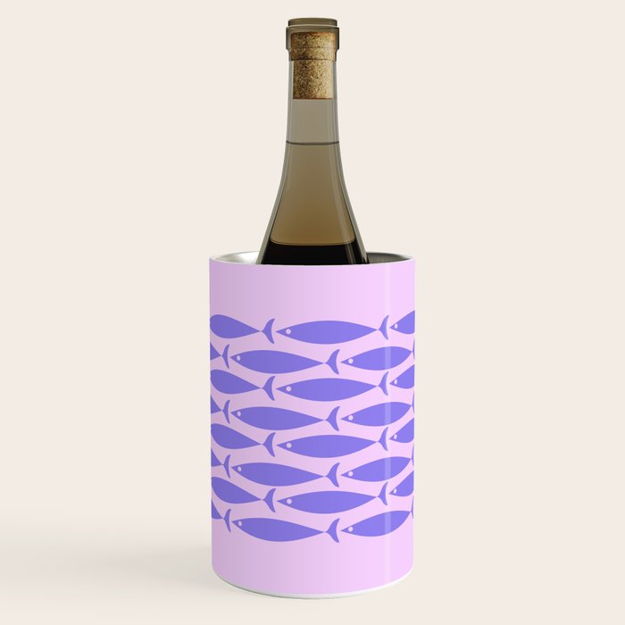 Fish Stripe Purple Minimal Mid Century Modern Lavender Lilac Pink Wine Chiller Gallery Image 2